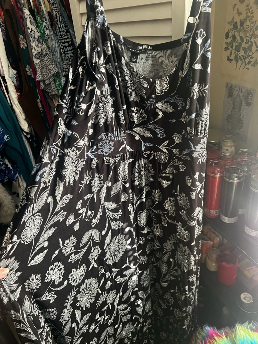 Black Floral Maxi Dress with White Print torrid